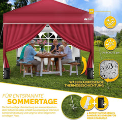 Zijwand voor paviljoen - 3x3m - 2 stuks - Rood - Tillvex®