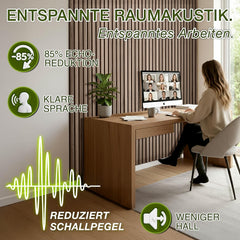 Wandpanelen - Akoestische panelen - Lattenwand - 2 stuks - 120x60 cm - Bruin - TRESKO
