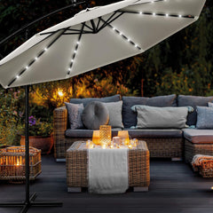 Tillvex® LED Parasol - Zweefparasol - Ø300cm - 360° Draaibaar - Beige