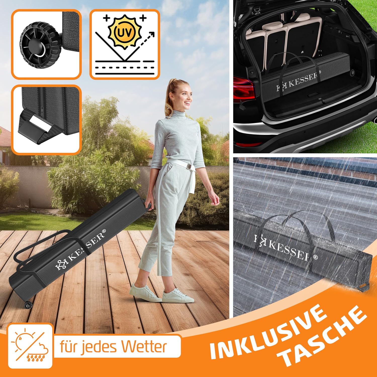 Partytent - opvouwbaar - 3x3 m - Paviljoen - Grijs - KESSER®