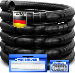 KESSER® Zwembadslang 10 m / Ø 38 mm | zwembadslang met | zonne-slang voor zwembad | zuigslang | pompslang | flexibele waterslang incl. slangklemmen en -verbinding | zwart