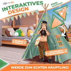 KIDIZ® Tipi tent voor kinderen - Speeltent - Wigwam - Groen