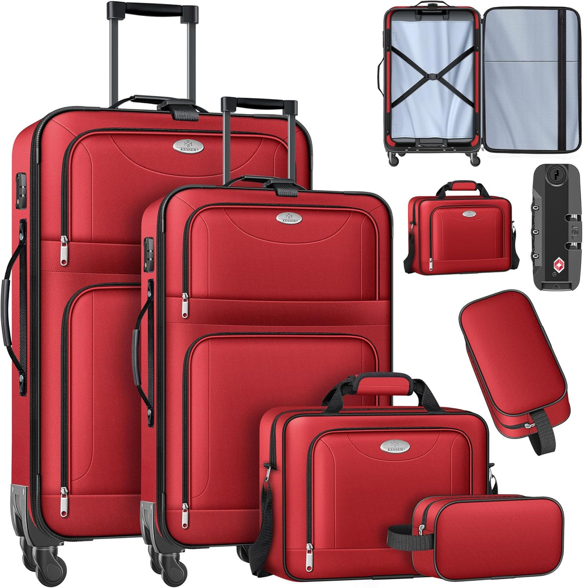 KESSER® Reiskofferset - 4-delig - Trolley - Kofferset - Rood
