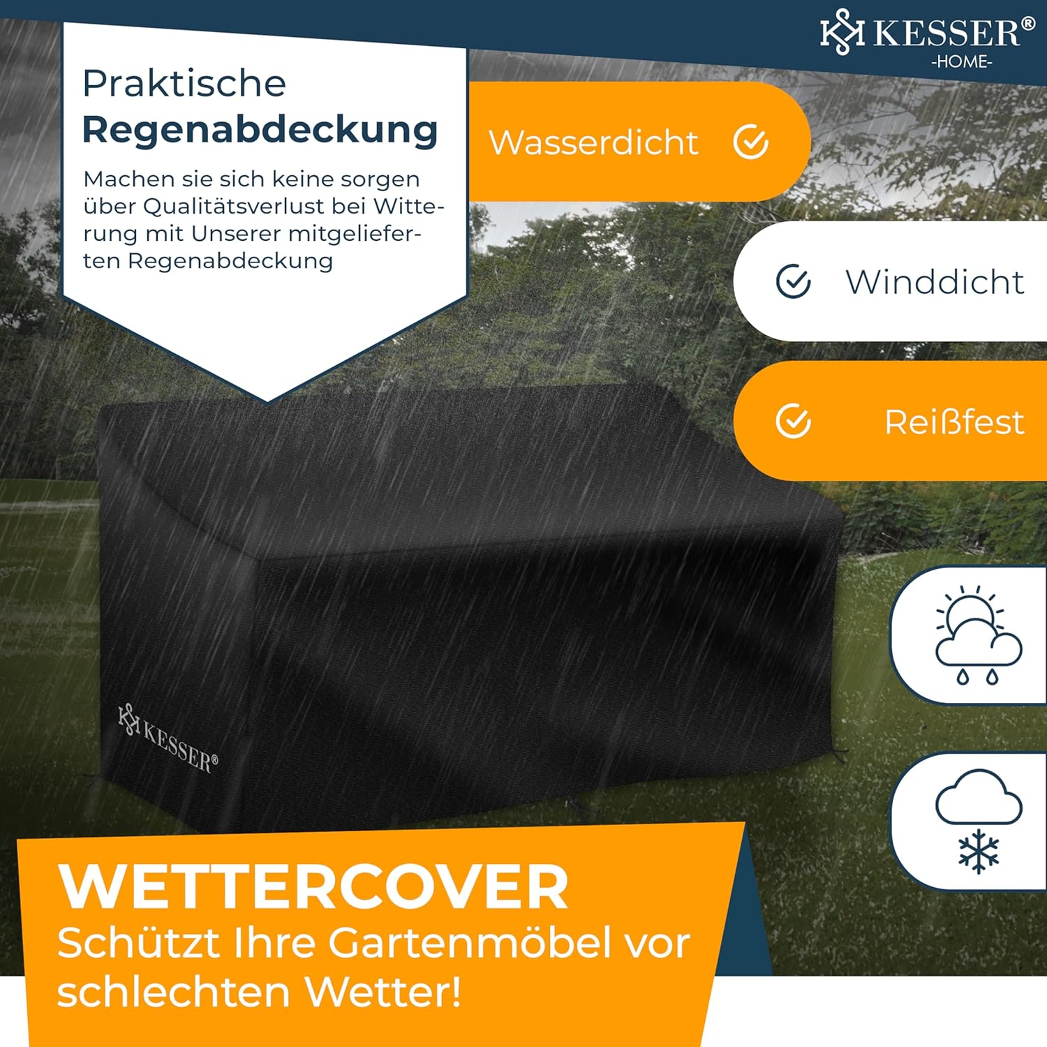 KESSER® Polyrotan tuinbank - Weerbestendig - Inc. Kussens - Grijs •