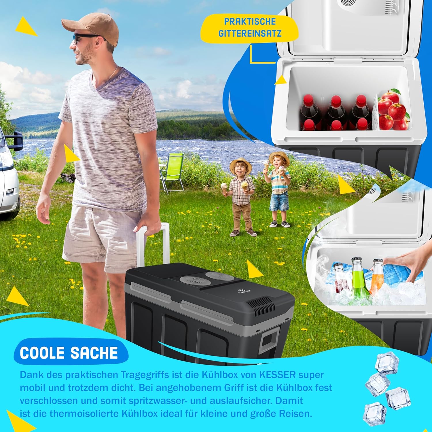 KESSER® Thermo-Elektrische Koelbox – 40L – 12V/230V – Zwart