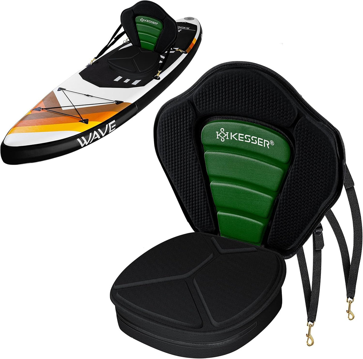KESSER® Kajakstoel Premium voor SUP Board Stand Up Paddle Surfboard Seat - Incl. Met tas - SUP Paddling Paddling Paddling Paddleboards Gewatteerde zitting 32x38cm, Rugleuning 51x45cm snel en eenvoudig