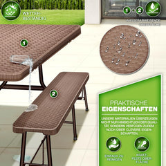 Picknicktafel - Campingtafel - Biertafel - Opvouwbaar - 180 cm - Bruin/Zwart - Tillvex® •