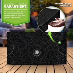 tillvex® Granieten parasolstandaard met draaggreep, 25 kg, rechthoekig, parasolstandaard met roestvrijstalen buis, balkonparasolstandaard voor parasolstokken van 16-48 mm en 250 cm parasoldiameter