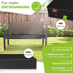 KESSER® Tuinbank met kussen - Zitbank - Weerbestendig - Bruin