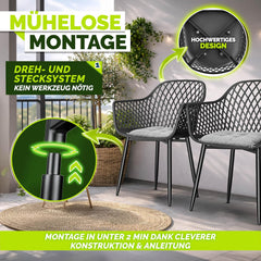 Tuinstoelen - Weerbestendig - Met armleuning - Set van 2 - Zwart - Tillvex®