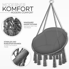 Hangstoel - Binnen & Buiten - Hangschommel - Tot 200kg - Antraciet - Tillvex®