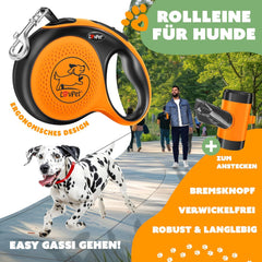 Lovpet® Hondenriem - Rollijn - 3 meter - Antislip - Oranje