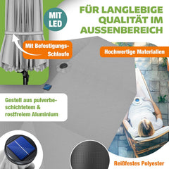 Zweefparasol - Tuinparasol - Parasol 460x270 cm - Met voet - Met Parasolhoes - Grijs - KESSER®