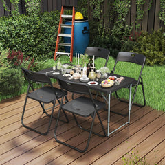 Klapstoel, set van 4, klapstoelen tot 159 kg, van metaal en pvc, waterdicht als campingstoel, tuinstoel, stabiele klapstoel voor keuken, eetkamer, binnen en buiten, eenvoudig, zwart