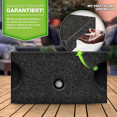 tillvex® Granit Parasolstandaard met transportgreep, 25 kg, rechthoekig, parasolstandaard, parasol met roestvrijstalen buis, balkonparasolstandaard voor parasolstokken 16-48 mm en 250 cm diameter