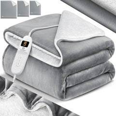KESSER® Elektrische deken met automatische uitschakeling, 180 x 130 cm, dubbelzijdig elektrische warmtedeken, knuffeldeken, bed, bank, 9 temperatuurniveaus, wasbaar tot 40 °C, met timer, digitaal
