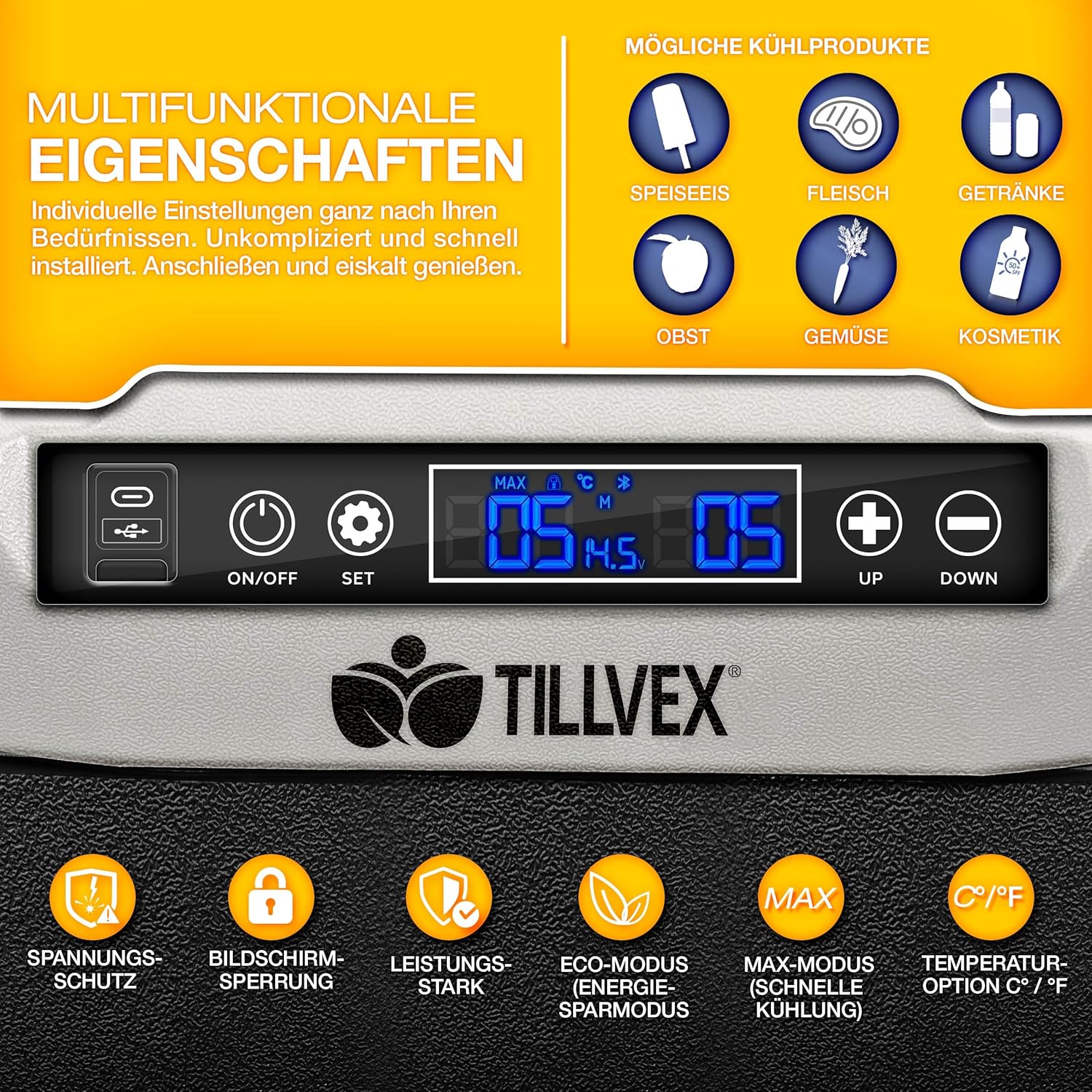 Tillvex® Elektrische Koelbox - Compressor - tot -20°C - 60L - Zwart