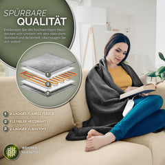 Elektrische deken - Warmtedeken - 1 persoons - 180x130 cm - Antraciet - Sinnlein®