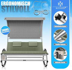 KESSER® Ligbed met zonnedak - Schommelstoel - Grijs