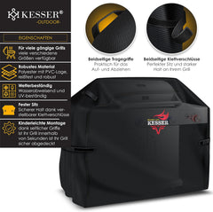 KESSER® Premium BBQ-grillhoes, gasgrill, grillkaphoes, weerbestendig, voor Weber, Brinkmann, Char-Broil, afdekhoes, beschermhoes, 600D Oxford-stof, scheurbestendig, 163 x 61 x 122 cm, zwart
