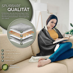sinnlein® Elektrische deken met automatische uitschakeling, 200 x 180 cm, elektrische warmtedeken met 9 temperatuurniveaus, knuffeldeken, wasbaar, bed, bank, elektrische deken, met