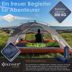 Luchtbed - 1 Persoons - Camping matras - Opblaasbed - Blauw - KESSER®