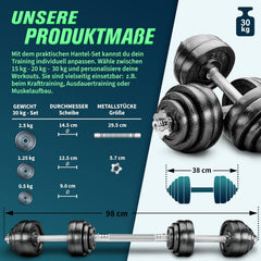 Dumbells set - Gewichten set - Halterset - Verstelbaar - 30 kg - RE:SPORT