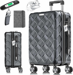 Reiskoffer met wielen - Handbagage - 55L - Antraciet - KESSER®