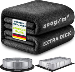 tillvex® Premium zwembadonderlegger, rechthoekig, 330 x 230 cm, geotextiel 400 g/m², grondzeil voor zwembaden tot 300 x 200 cm, vloerbeschermingsvlies, op maat te snijden, scheurvaste zwembadonderlaag, zwart
