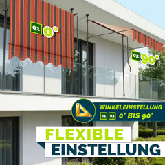 Klemluifel - Balkon luifel - Verticale luifel - 400 cm - Oranje/Antraciet - Tillvex®