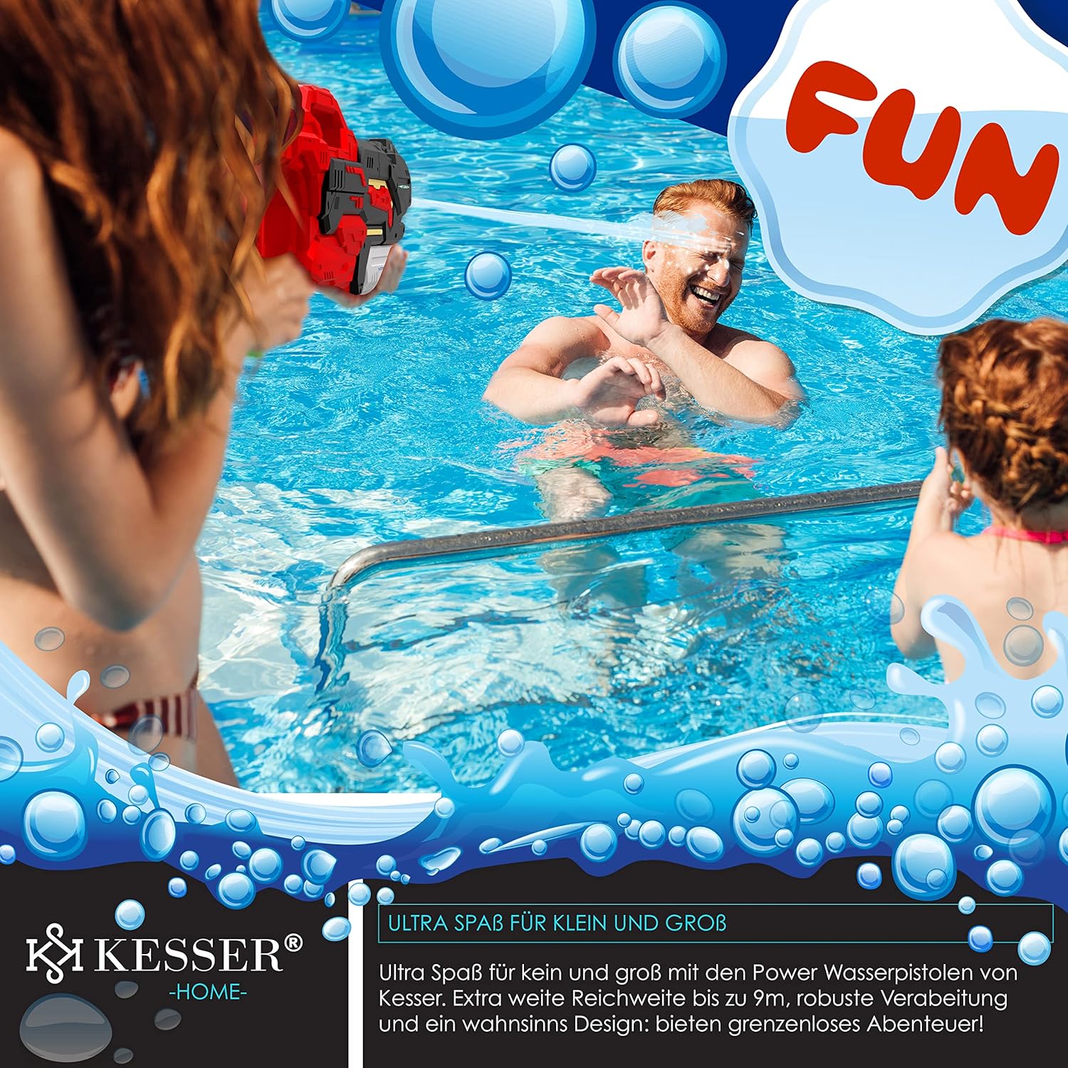 KESSER® Waterpistool - Set van 2 - Bereik 10-11 meter - Rood