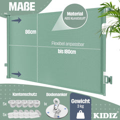 KIDIZ® Verstelbaar Traphekje - Veiligheidshekje - tot 180cm - Groen
