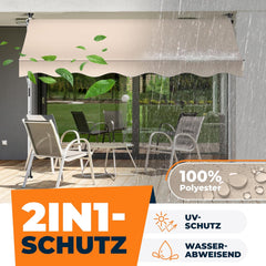KESSER® Klemluifel - Balkonluifel zonder boren - 350cm - Verstelbaar - Beige
