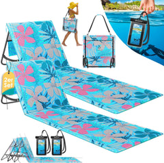 KESSER® Opvouwbare strandmatten - Ligstoel - Set van 2 - Blauw •
