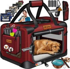 Reisbench hond - Draagtas hond - Transportbox - 60x42x42 - Rood