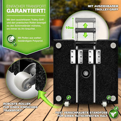 Parasolvoet - Verrijdbaar - Met wieltjes - Graniet - 27 kg - Zwart - Tillvex