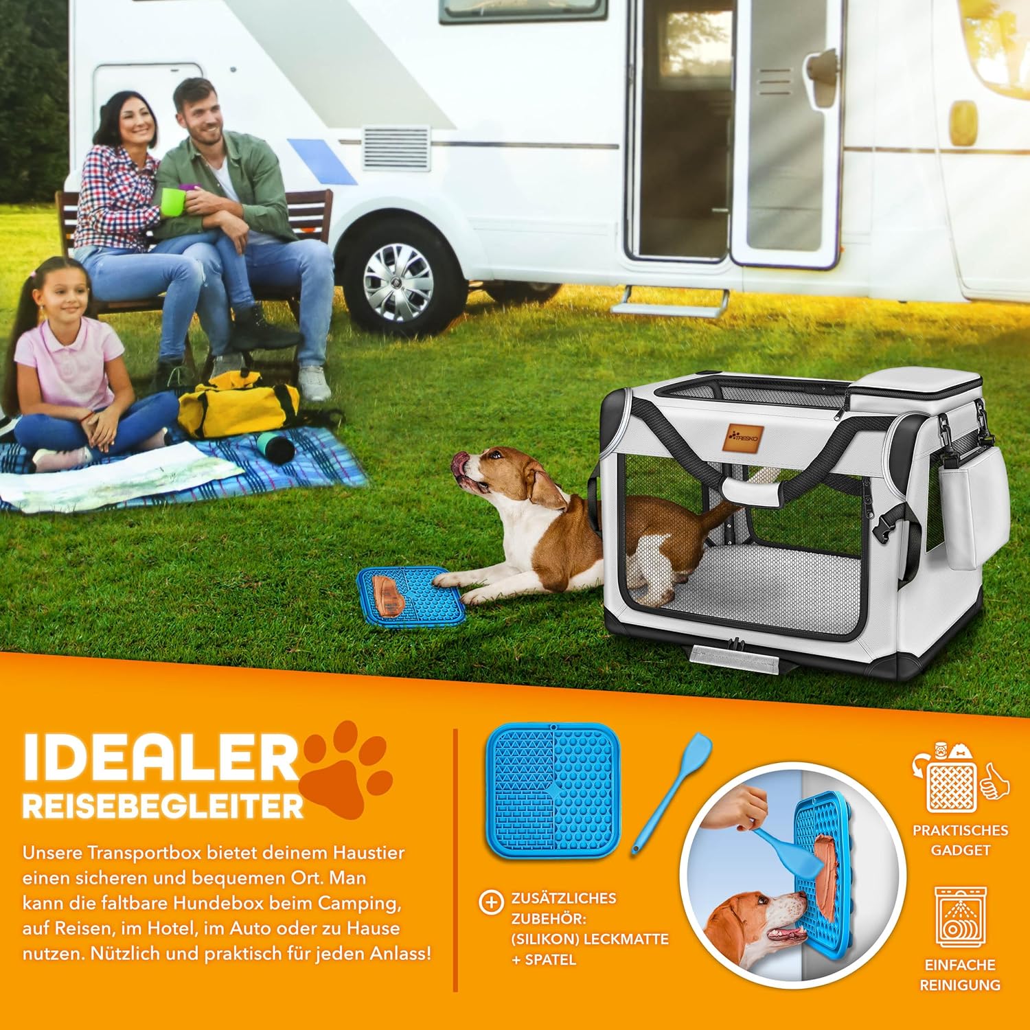 TRESKO® Hondenbench - Hondenbox - Transportbox - 61x42x42 - Grijs