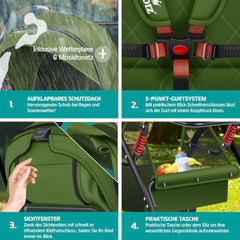 KIDIZ® Kinderwagen kinderbuggy opvouwbare ligbuggy sportwagen opvouwbaar 360° wielen 5-punts gordel incl. voetenzak, drankhouder, regenhoes & muggennet verstelbare rugleuning & zonnekap