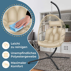 Egg Hangstoel - Binnen en buiten - Tot 150kg - Beige - KESSER®