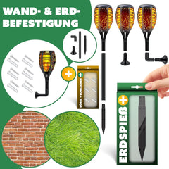KESSER® 2 Solar Tuinfakkels - Tuinverlichting - Sensor - Zwart
