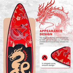 FEATH-R-LITE Opblaasbaar Stand-Up Paddleboard (SUP) met accessoires, multifunctioneel paddleboard met antislip dek voor volwassenen en tieners, rood
