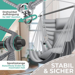 Hangstoel - Binnen & Buiten - Hangschommel - Tot 150kg - Grijs  - KESSER®