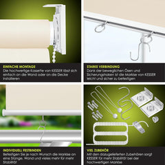 KESSER® Klemluifel - Balkonluifel - Rolgordijn - 160x240cm - Beige