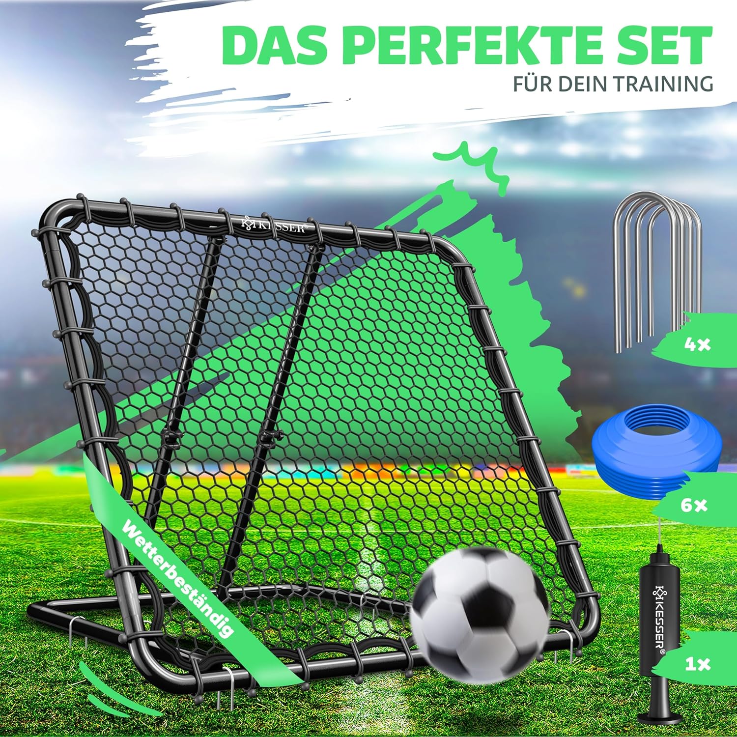 KESSER® Voetbal Rebounder - Kickback - Tchouk - 128x128cm - Grijs