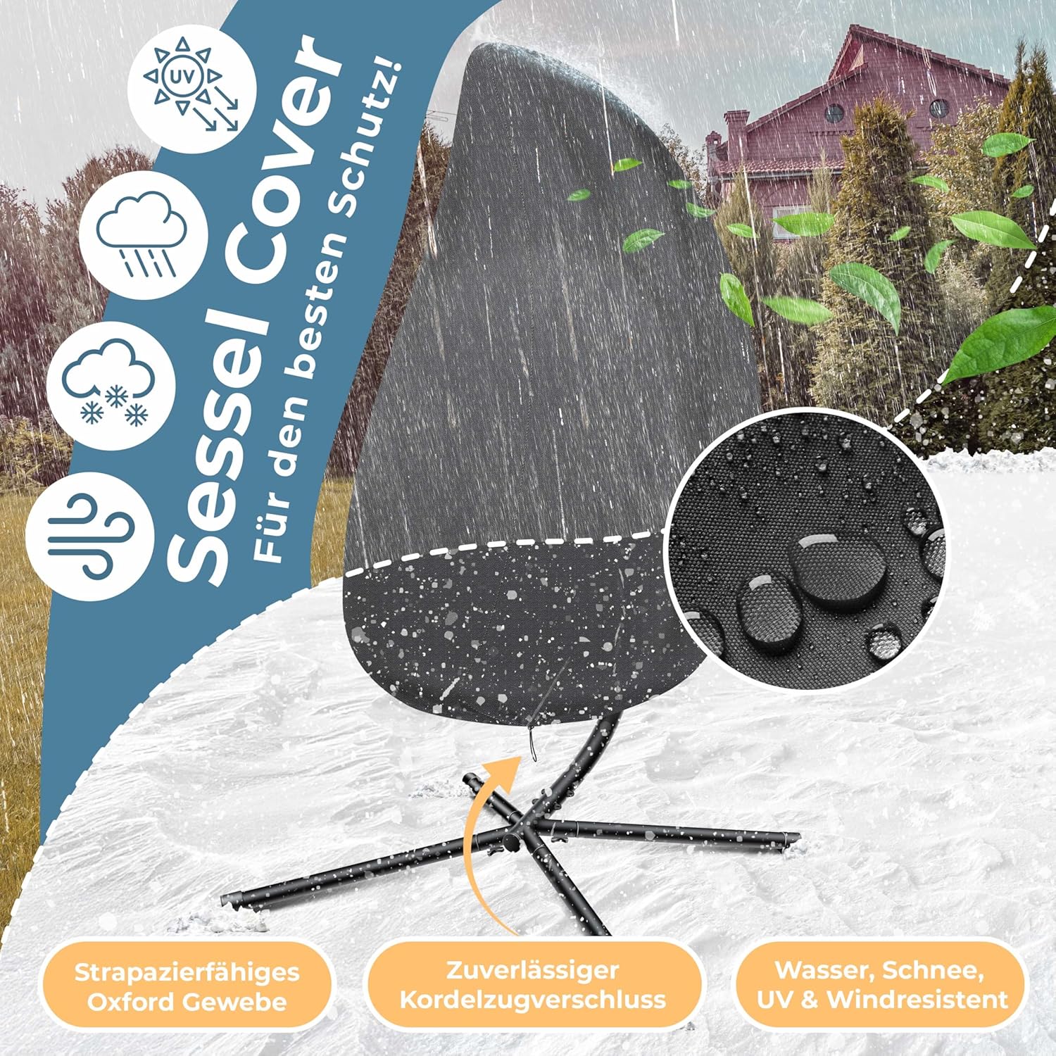 KESSER® Egg Hangstoel met Standaard - Tot 150kg - Antraciet