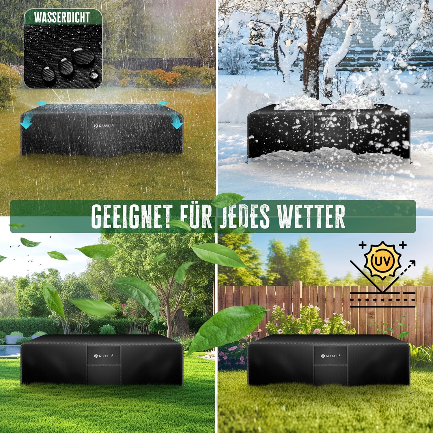 KESSER® Afdekking Tuinmeubelen - Afdekzeil - Waterdicht - 250x210x90cm - Zwart
