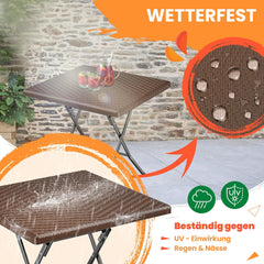 KESSER® Balkontafel, inklapbaar, weerbestendig/UV-bestendig, gecoat staal en rotan-look, outdoor tuintafel, tuinmeubelen met 6 vilten onderzetters, bistrotafel, tot 100 kg belastbaar