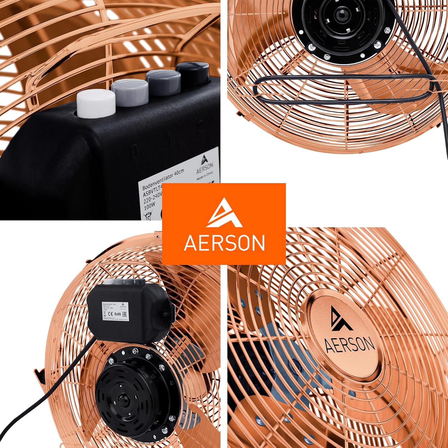 Aerson Vloerventilator - 50cm - 3 standen - 120W - Koper