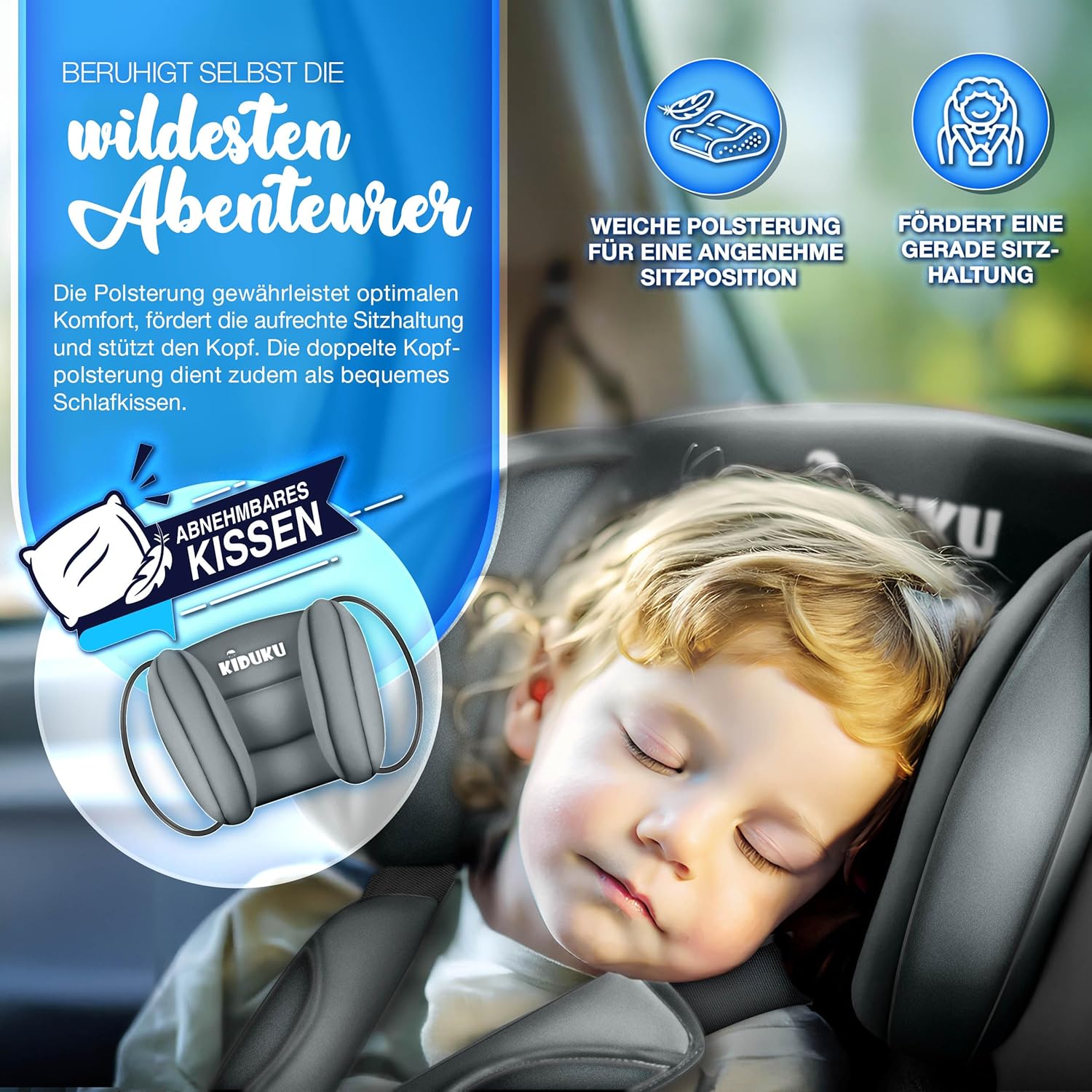 KIDUKU® Autostoeltje - Kinderzitje - Veiligheidsgordel - Grijs