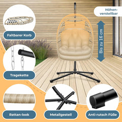 Egg Hangstoel - Binnen en buiten - Tot 150kg - Beige - KESSER®